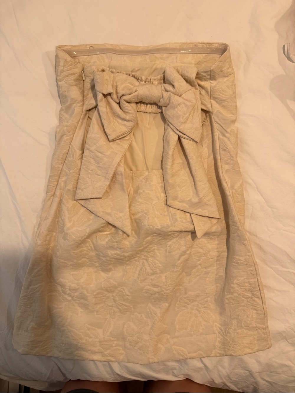 Bow-Accent Cream Dress